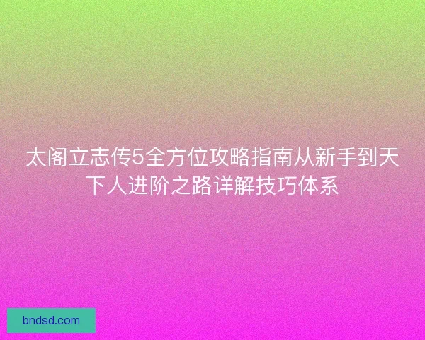 太阁立志传5全方位攻略指南从新手到天下人进阶之路详解技巧体系