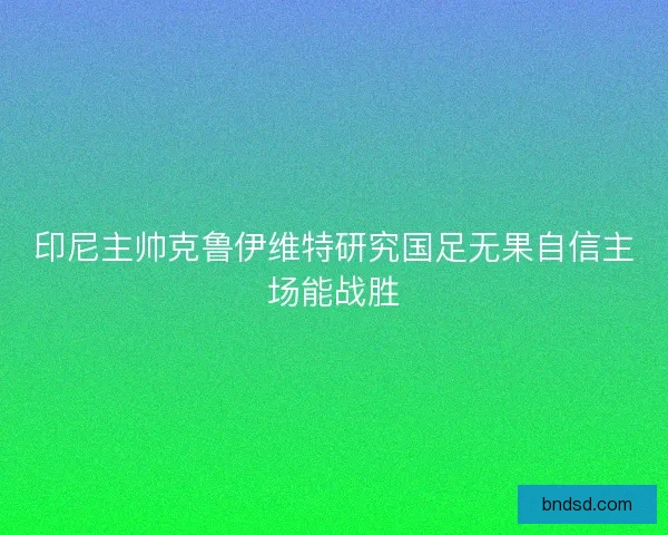 印尼主帅克鲁伊维特研究国足无果自信主场能战胜 印尼主帅克鲁伊维特研究国足无果自信主场能战胜